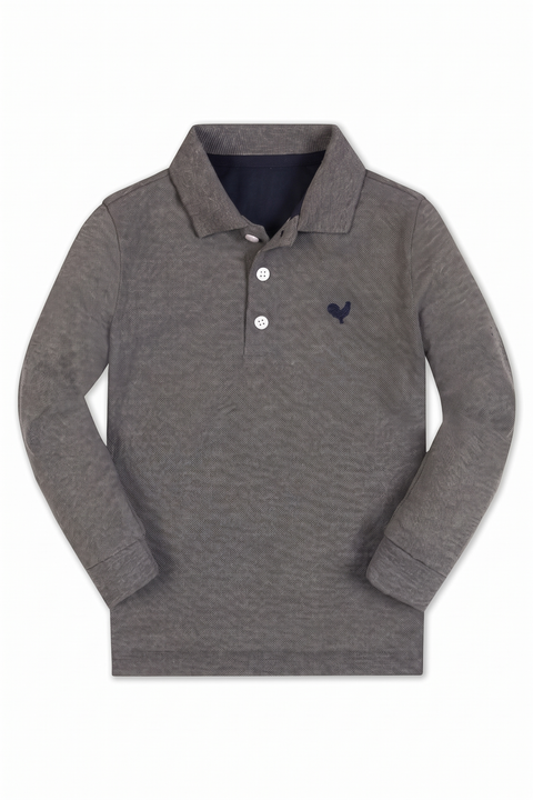 Kids' Organic Cotton Long Sleeve Pique Polo