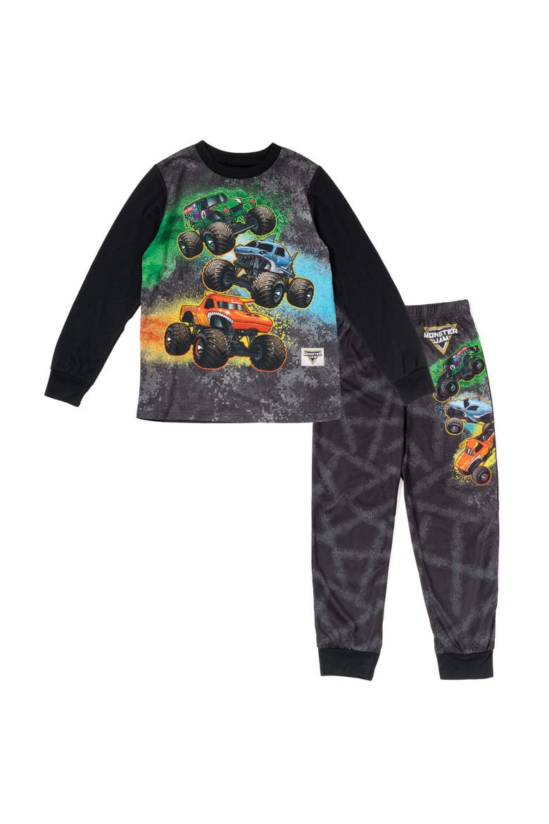 2-Piece Pajama Top and Pants Set, Main, color, Charcoal Black