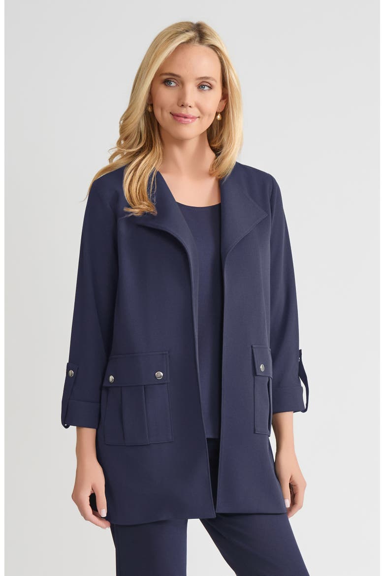 Heritage Lightweight Stretch Deco Crepe Wing Collar Jacket, Alternate, color, Indigo