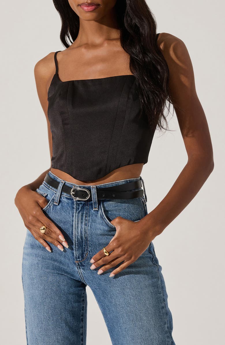 ASTR the Label Satin Corset Camisole, Main, color, Black