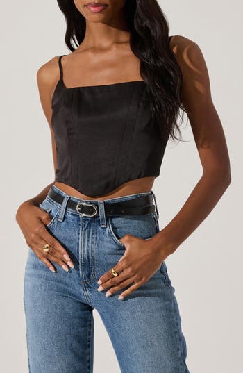 Astr The Label Satin Corset Camisole In Black