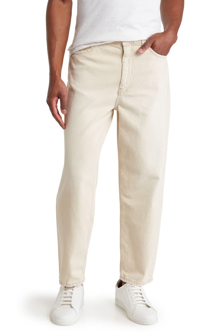 Bow Rigid Crop Cotton Jeans, Main, color, ECRU