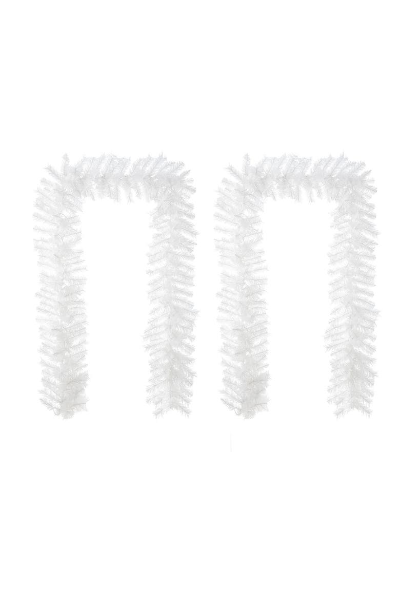2 Pack Artificial Christmas Garland with Lights and Timer, Alternate, color, White