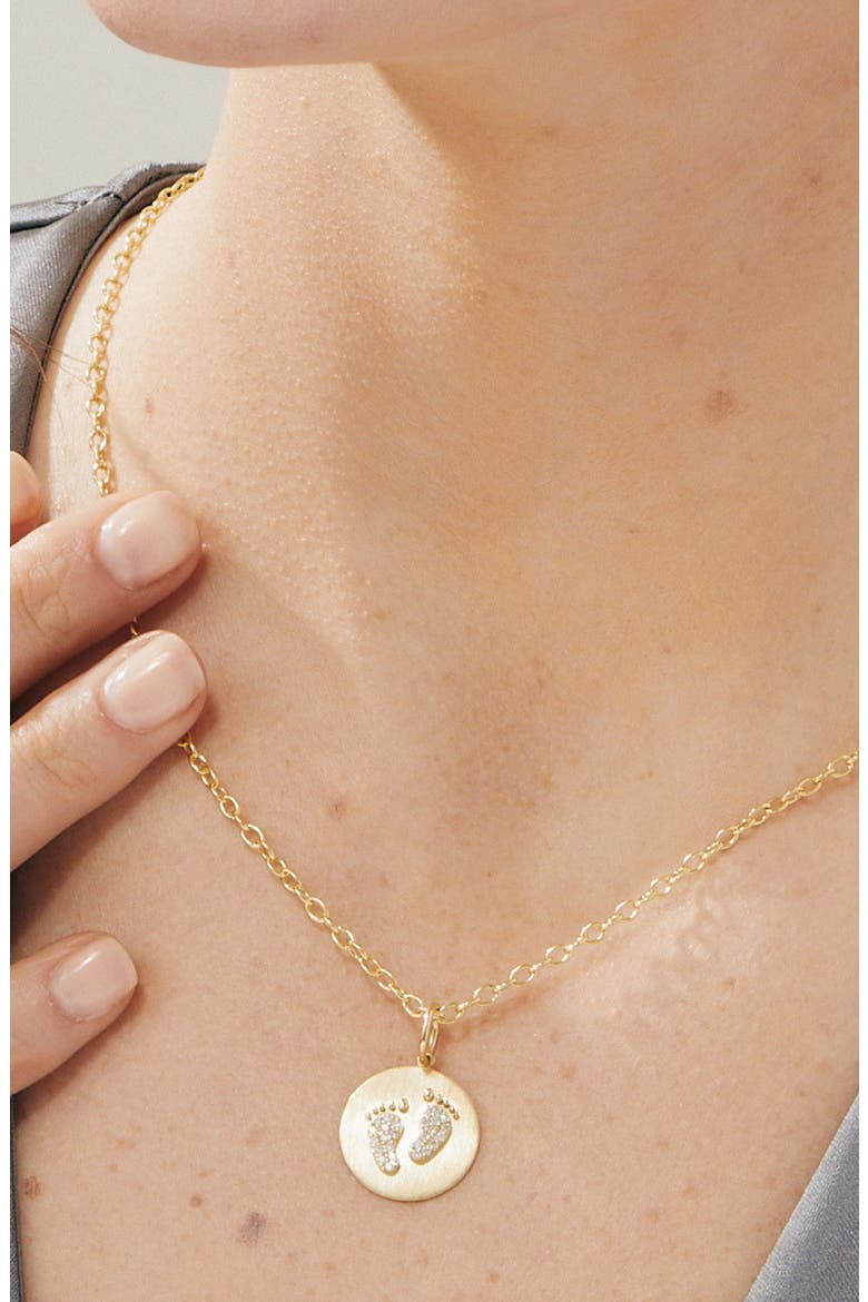Tiny Footprints Charm, Alternate, color, Yellow Gold