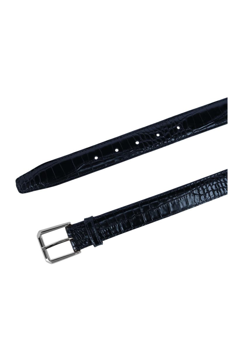 Trafalgar 30mm Mock Alligator Embossed Italian Leather Belt, Alternate, color, Black