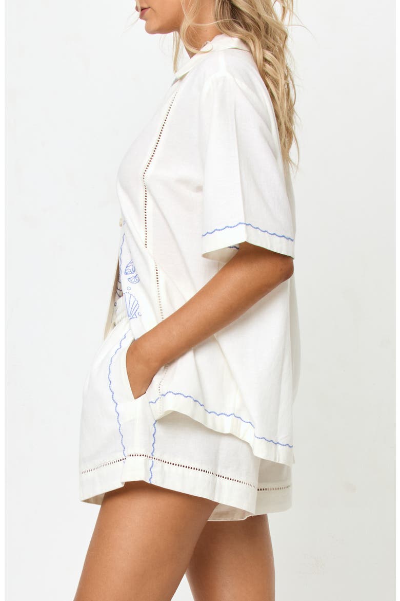 La Mer Embroidered Cover-Up Shirt, Alternate, color, CREAM