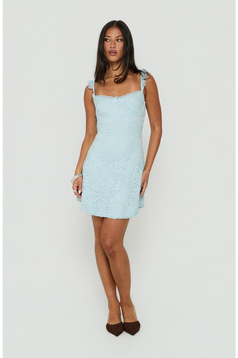 Beacall Lace Overlay Minidress, Alternate, color, BLUE