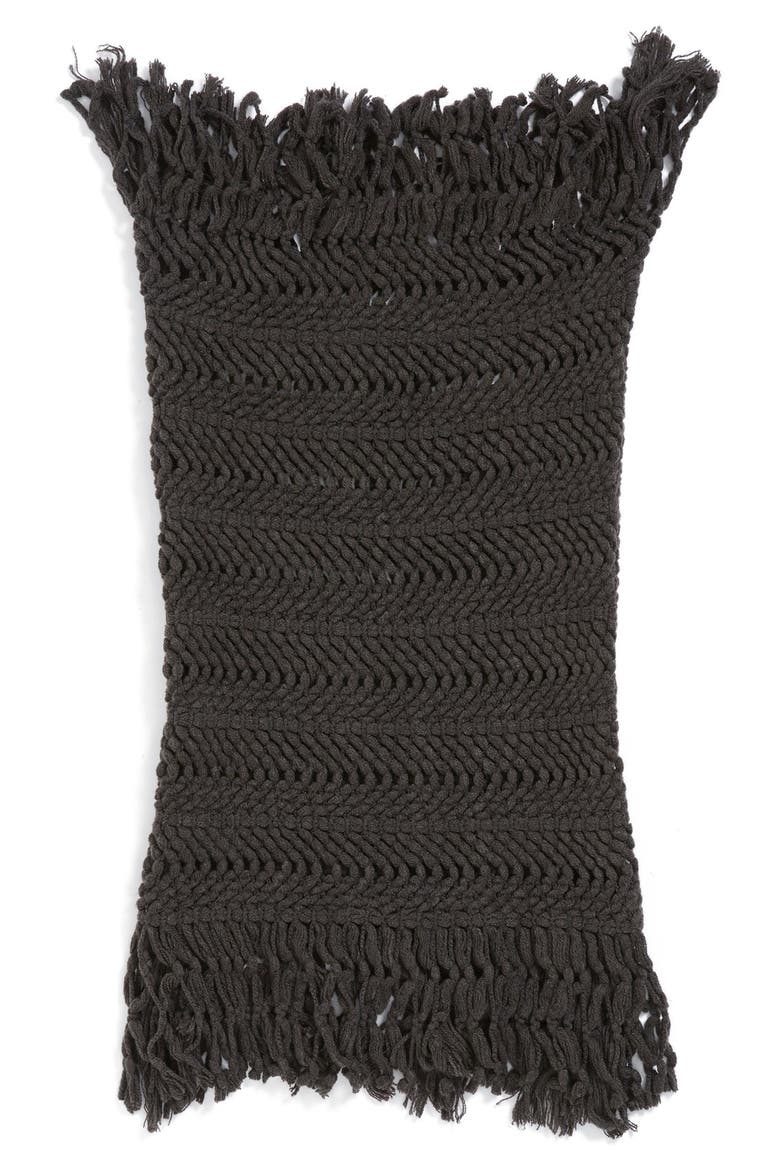 Knotted Fringe Knit Infinity Scarf, Alternate, color, CHARCOAL