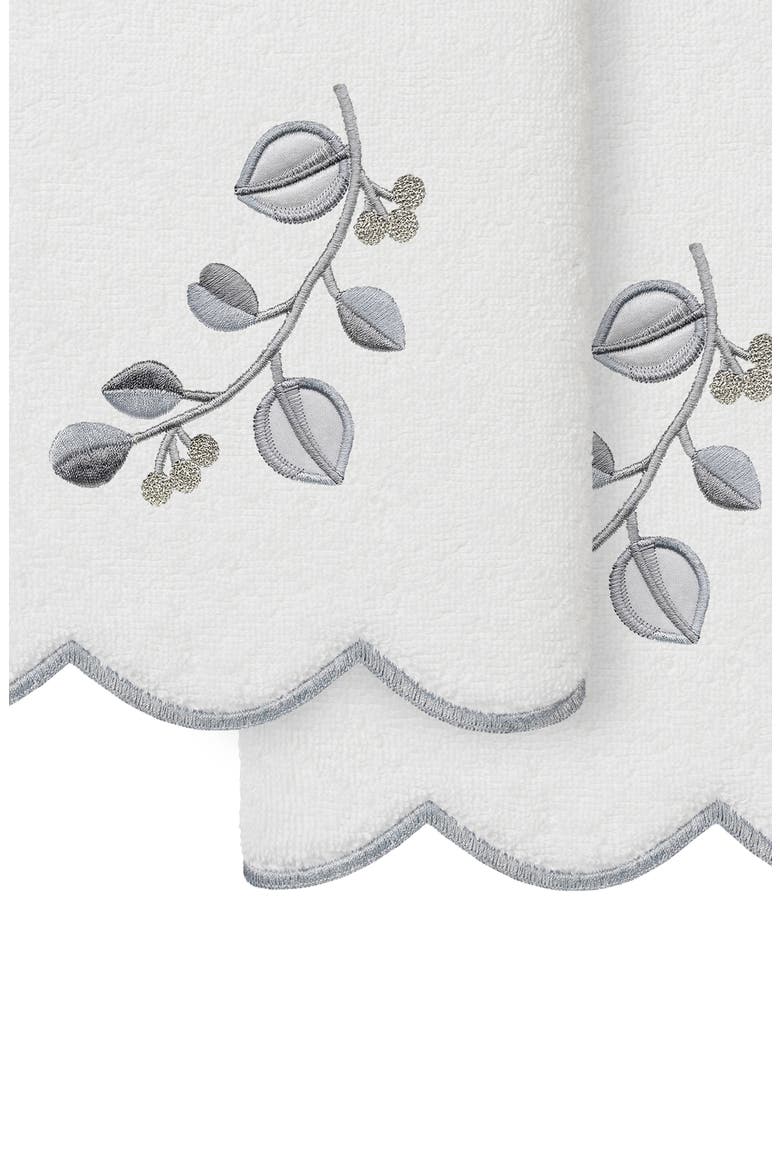 2-Piece Wild Branch Turkish Cotton Hand Towel Set, Alternate, color, WHITE/ GRAY