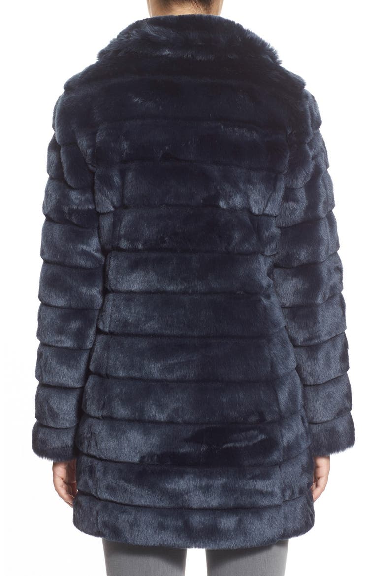 Grooved Faux Fur Coat, Alternate, color, MIDNIGHT