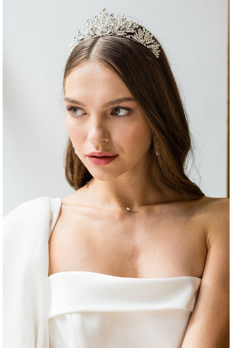 Karissa Crystal Crown (Nordstrom Exclusive), Alternate, color, SILVER