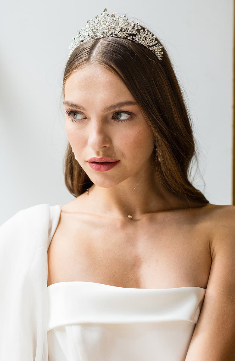 Brides & Hairpins Karissa Crystal Crown, Alternate, color, Silver