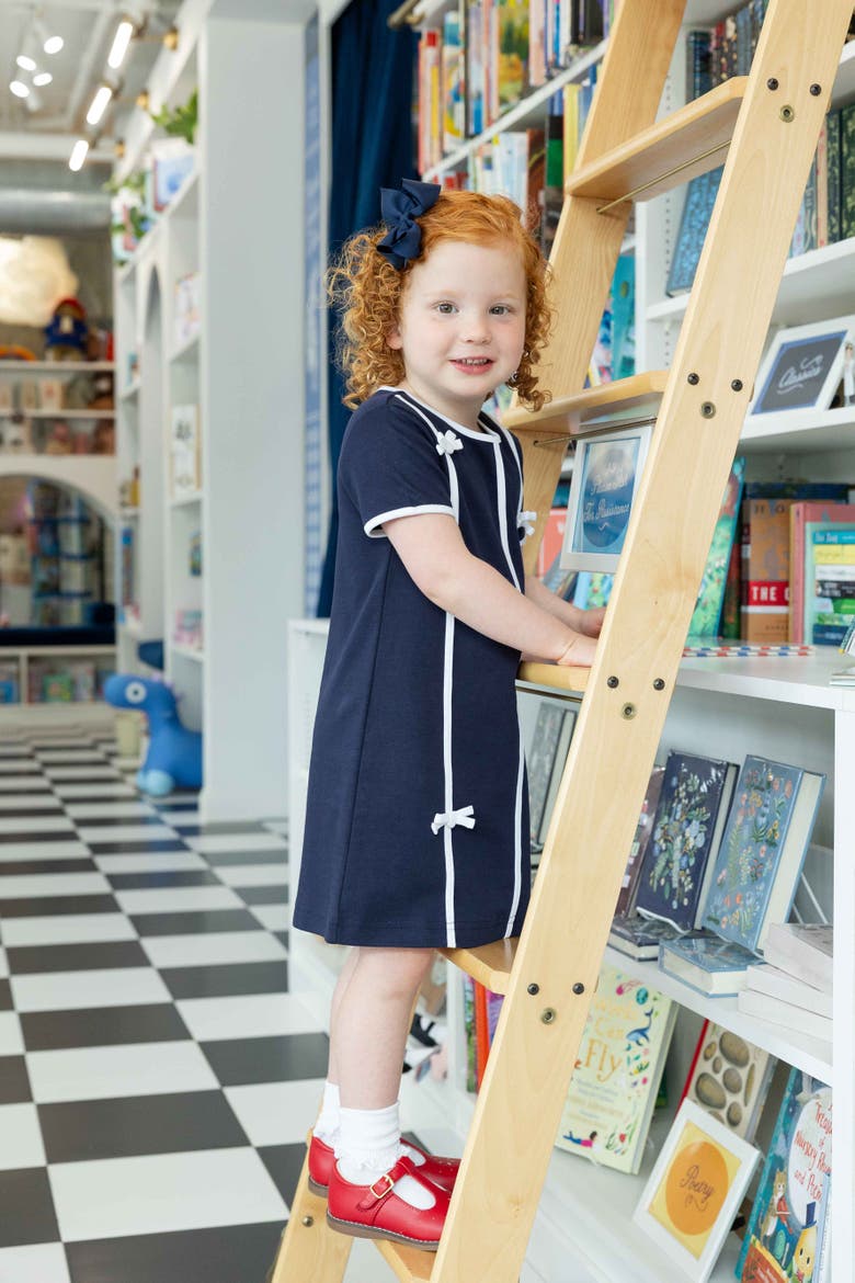 Knit Dress with Bows, Alternate, color, Navy