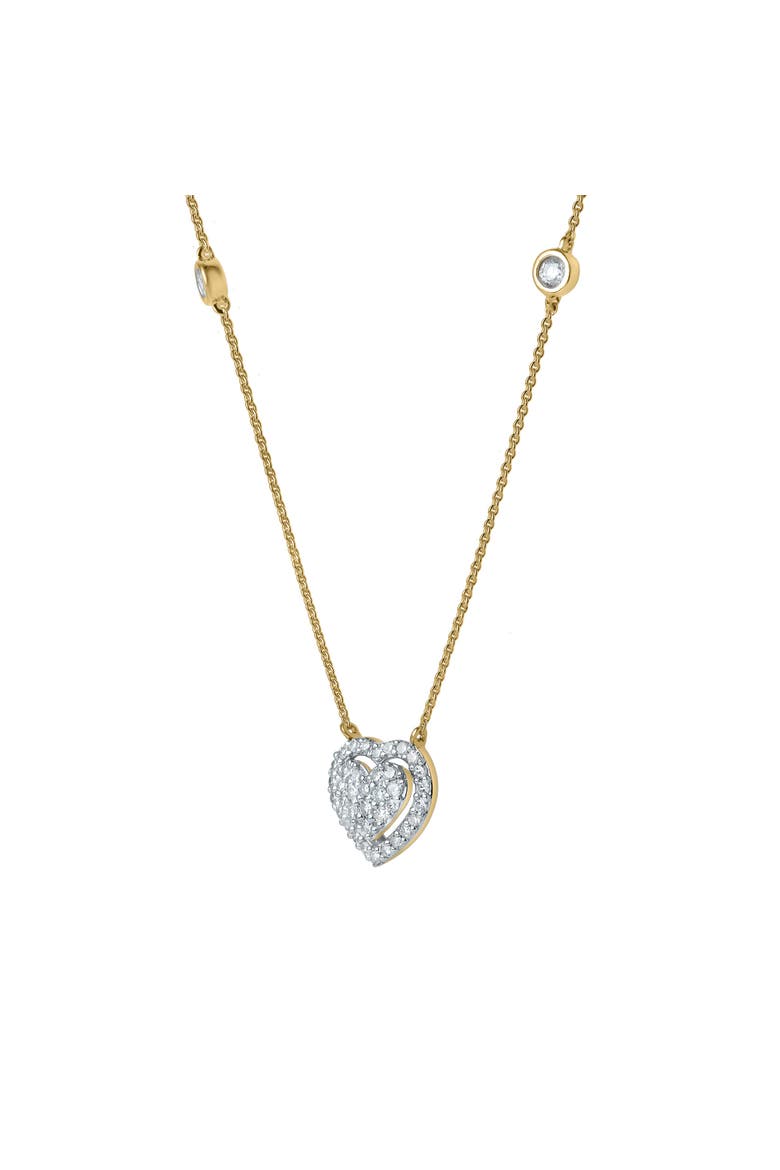 Mira Heart Diamond Necklace in 14K Gold, Alternate, color, 14K Yellow Gold