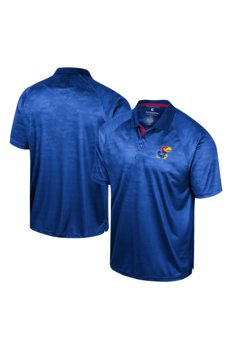 COLOSSEUM Men's Colosseum Royal Kansas Jayhawks Honeycomb Raglan Polo, Alternate, color, Royal