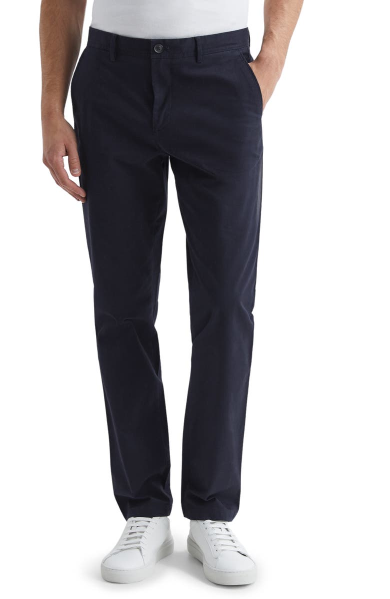 Reiss Pitch Stretch Cotton Pants, Main, color, Navy