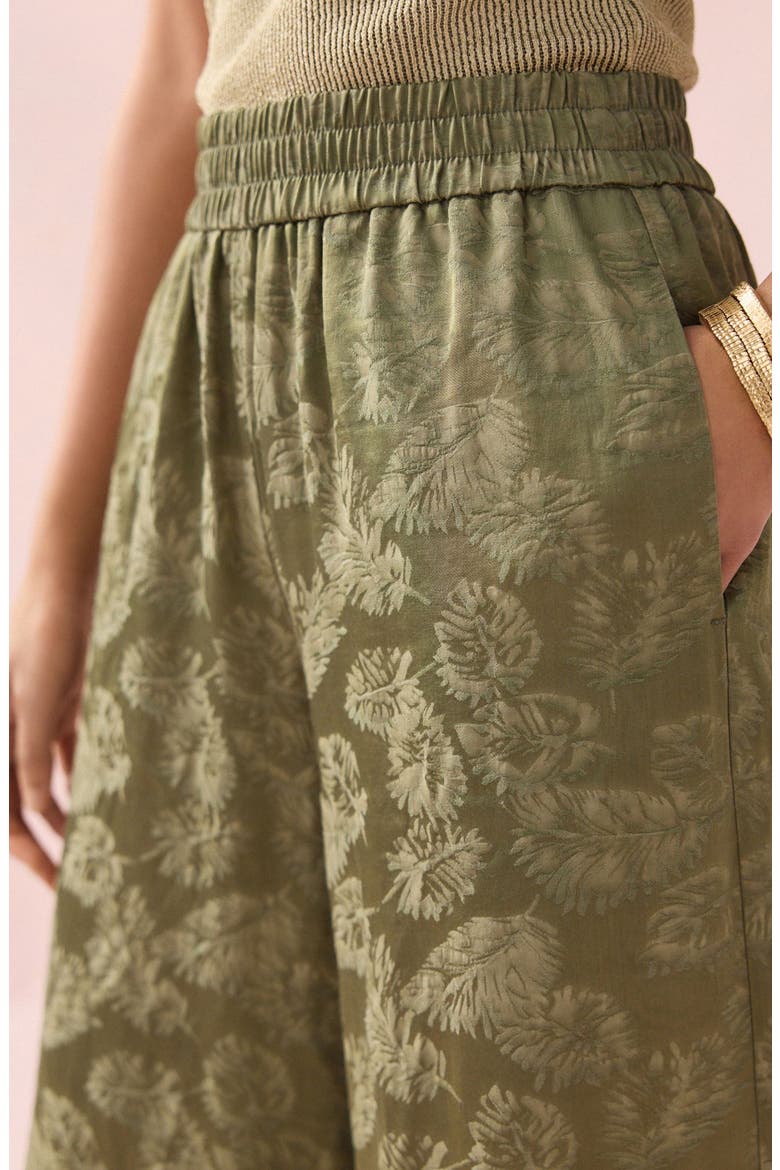 Jacquard Wide Leg Pants, Alternate, color, GREEN