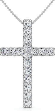 Bliss Diamond 1Ct Diamond Cross Pendant 1 1/4" Tall Womens 14k Gold 18" Necklace Lab Grown
