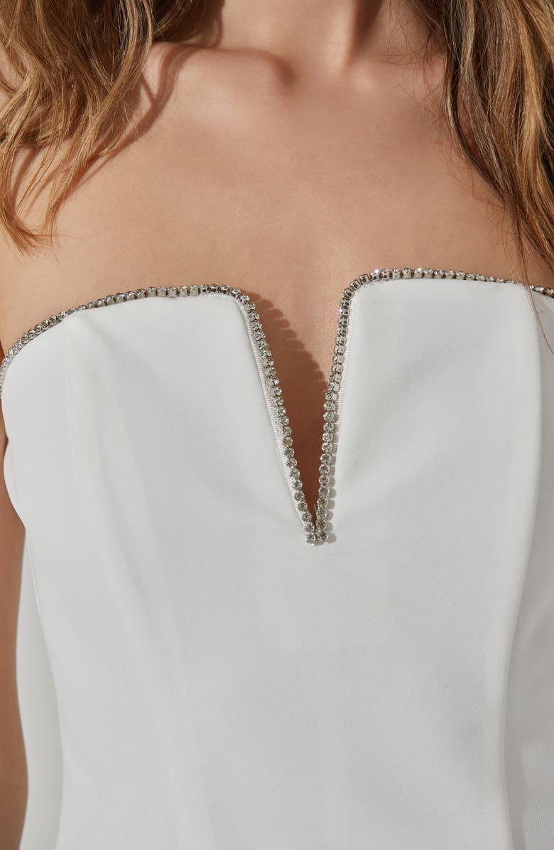 ASTR the Label Amell Embellished Trim Strapless Top, Alternate, color, White