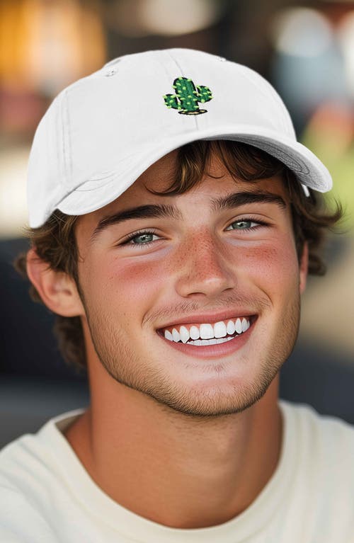 Dalix Cactus Embroidered Low Crown Cap In White