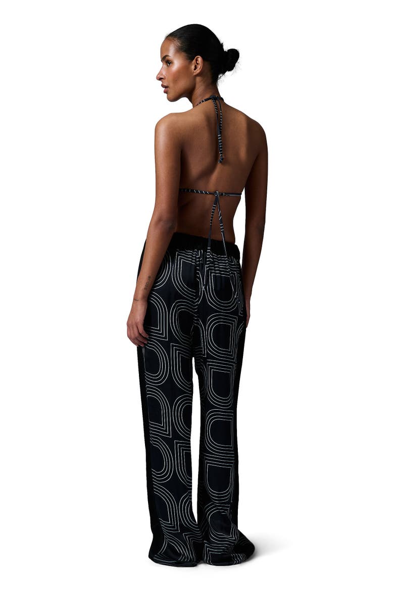 Posey Print Wide Leg Pants, Alternate, color, Black