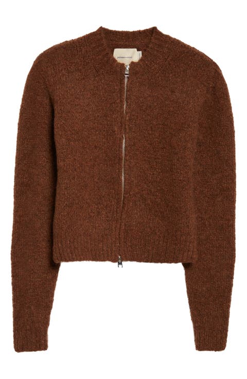 Hasta Luego Intarsia Wool & Alpaca Blend Full Zip Cardigan