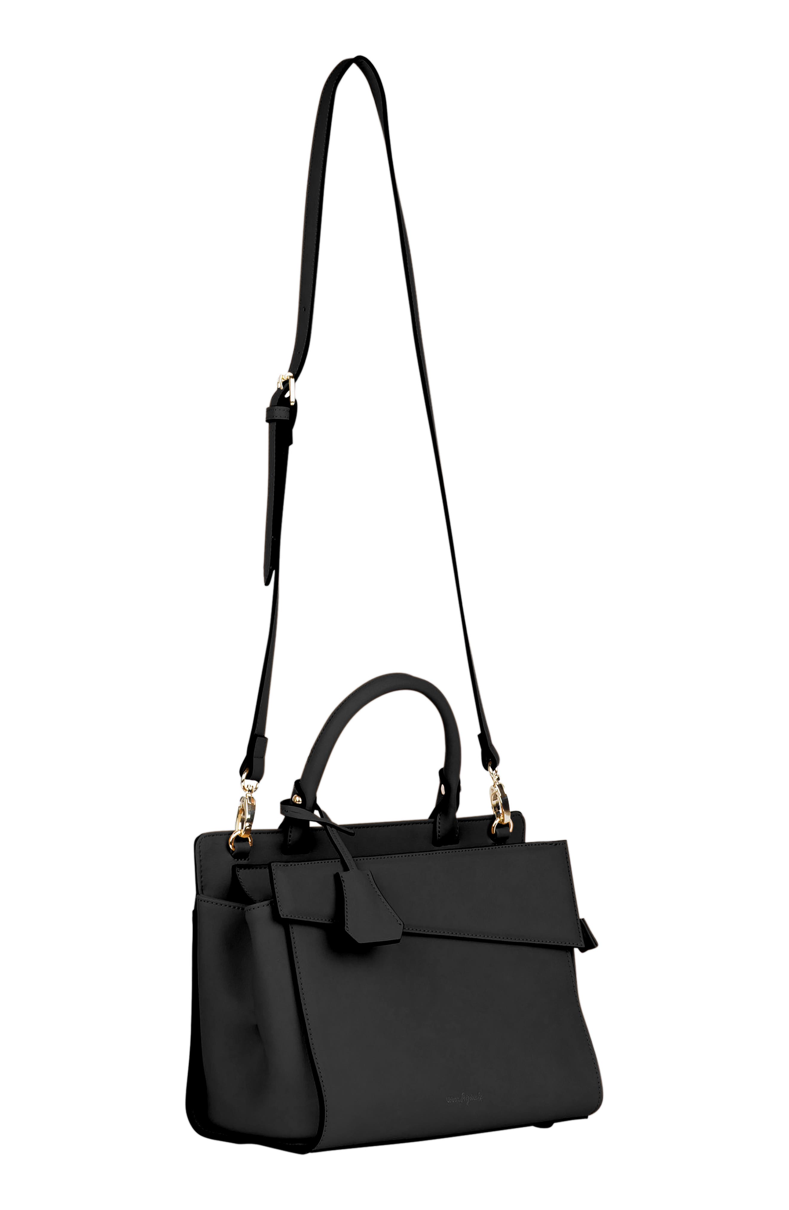 Art Escape Vegan Leather Satchel, Alternate, color, BLACK