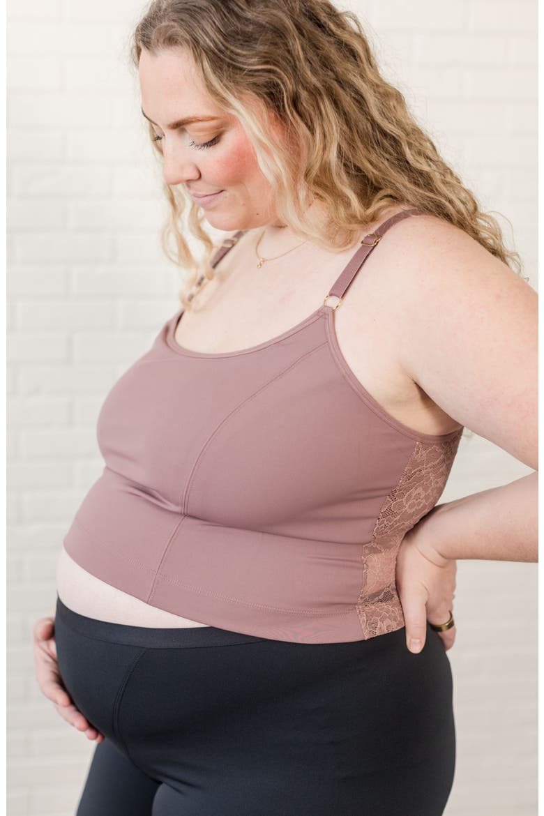 Busty Size Amelia Pumping and Nursing Crop Cami, Alternate, color, Mauve