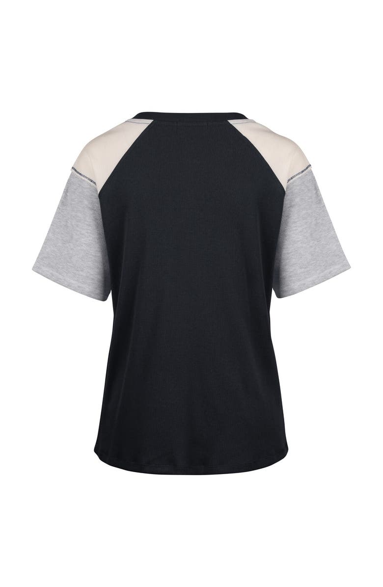 '47 Women's '47 Black Michigan Wolverines Underline Harvey Colorblock Raglan Henley T-Shirt, Alternate, color, Black