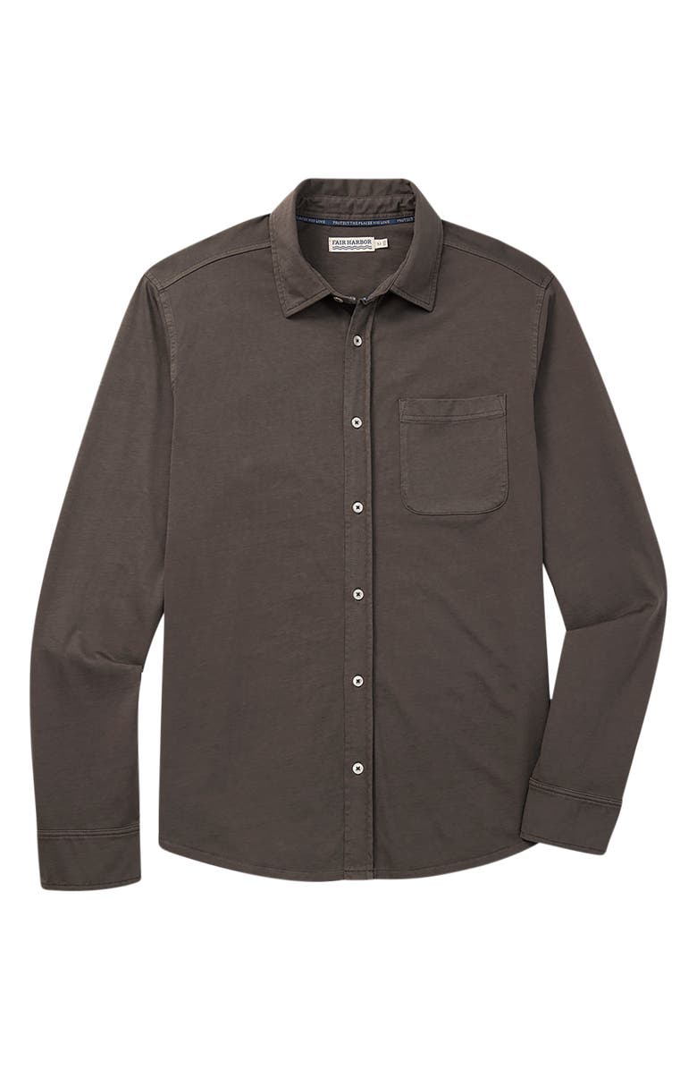 Fair Harbor Saltaire Organic Cotton Knit Button-Up Shirt, Alternate, color, Black