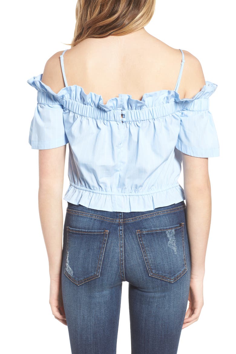 Cold Shoulder Ruffle Trim Top, Alternate, color, BLUE DRIFT RHEA STRIPE