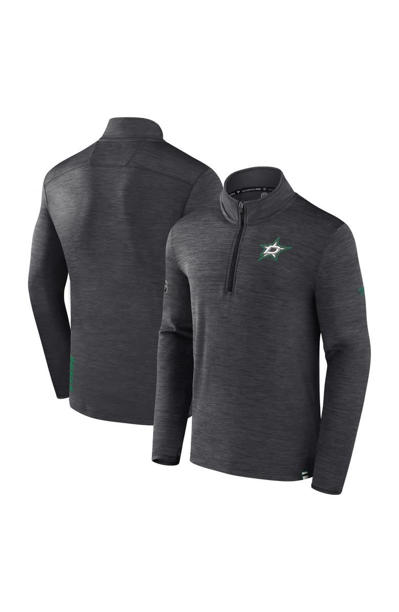FANATICS Men's Fanatics  Heather Charcoal Dallas Stars Authentic Pro Lightweight Quarter-Zip Pullover, Main, color, 