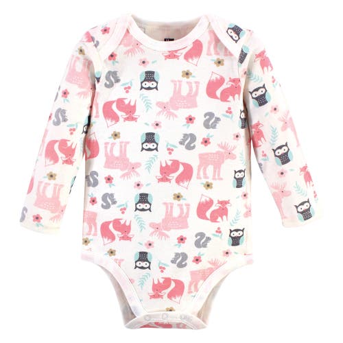 Hudson Baby Essential All-cotton Long-sleeve Bodysuit Triple Pack In Animal Print