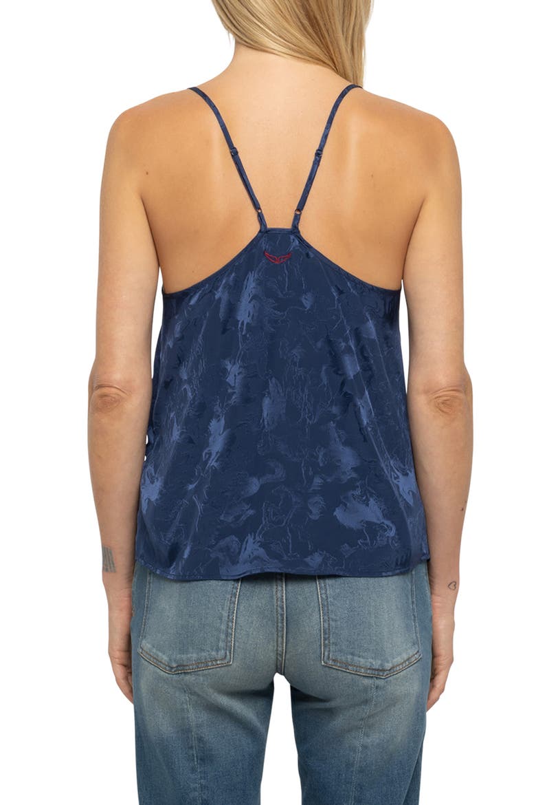 Cespa Horse Jacquard Silk Camisole, Alternate, color, MARINE