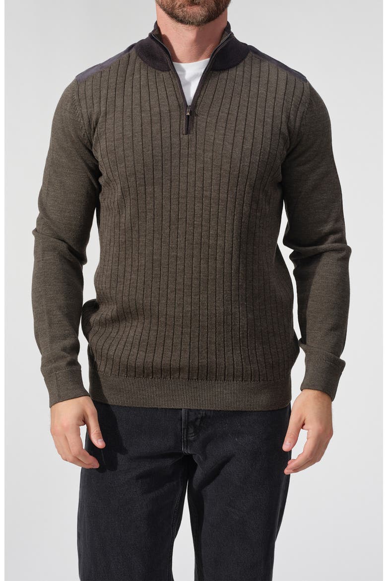 Cortona Ribbed Half-Zip Sweater, Main, color, BROWN