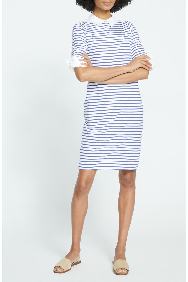 Belle Breton Stripe Cotton Jersey Dress, Main, color, WHITE/ NAVY STRIPE