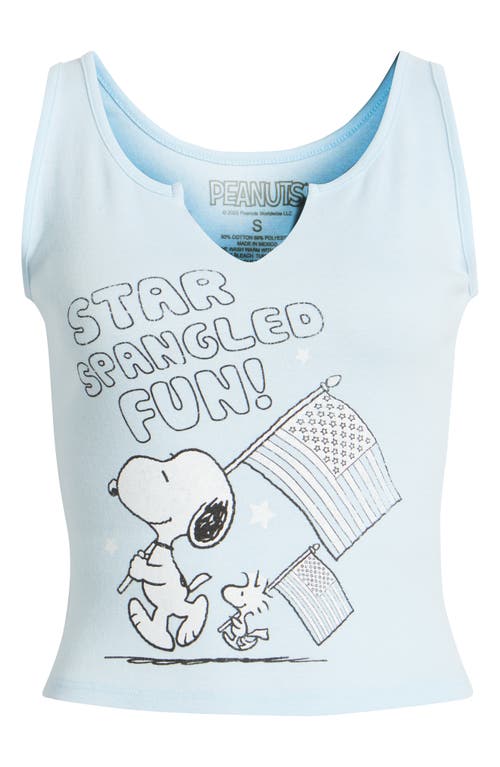 Shop Vinyl Icons Peanuts® Split Neck Graphic Tank In Nantucket Breeze