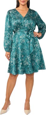 Vince Camuto Long Sleeve Floral Print Fit & Flare Dress