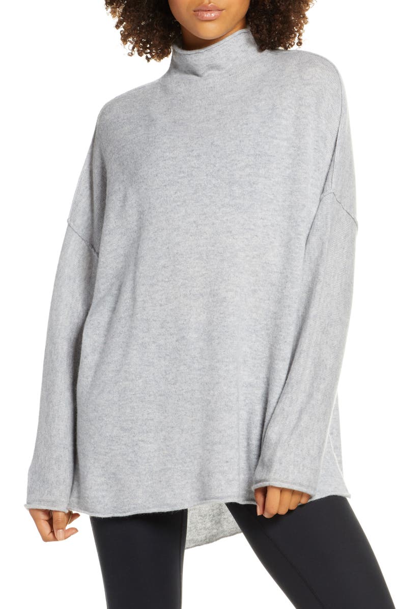 Zella Elevate Oversize Wool & Cashmere Mock Neck Pullover, Main, color, 