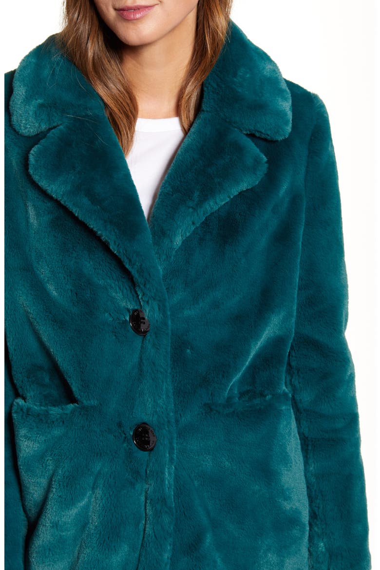 Faux Fur Jacket, Alternate, color, DEEP GREEN