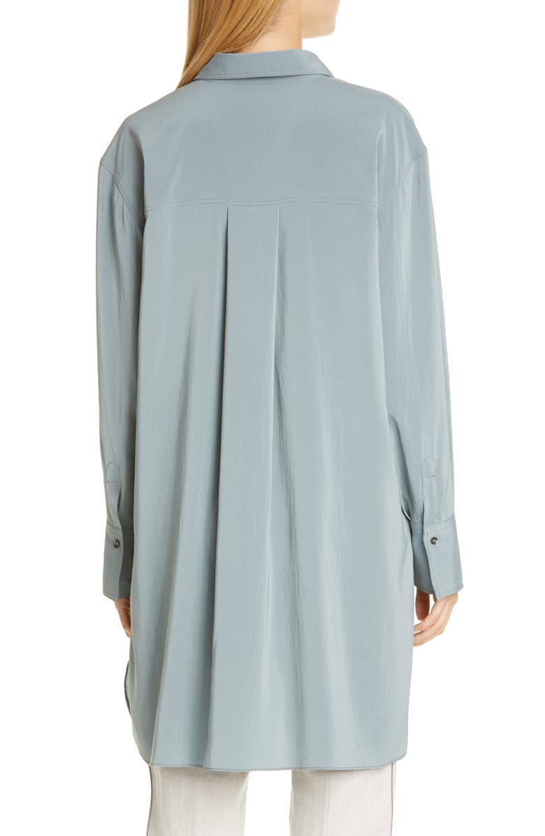 Brunello Cucinelli Longline Silk Shirt, Alternate, color,