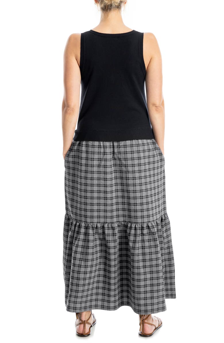 MAX STUDIO Sleeveless Twofer Sweater Dress, Alternate, color, Black/ Black Check