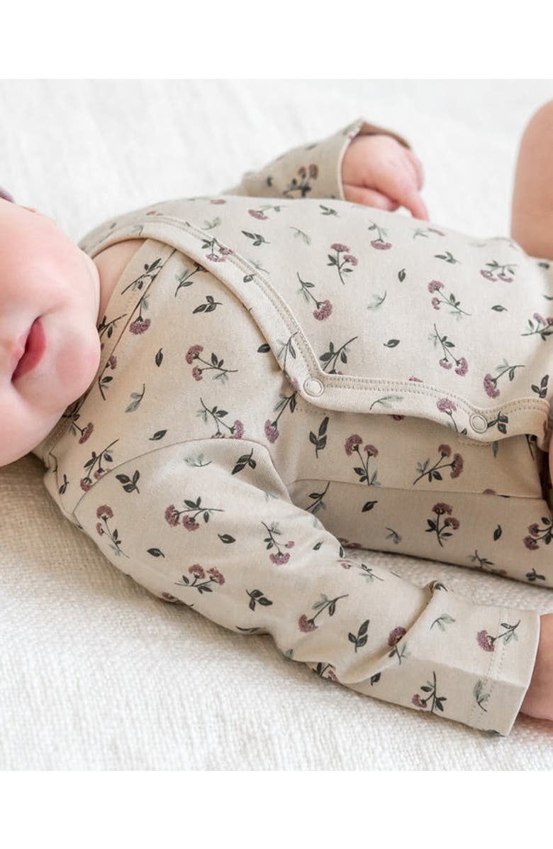 Colored Organics Organic Kai Kimono Bodysuit, Alternate, color, Betty Floral / Purple + Olive