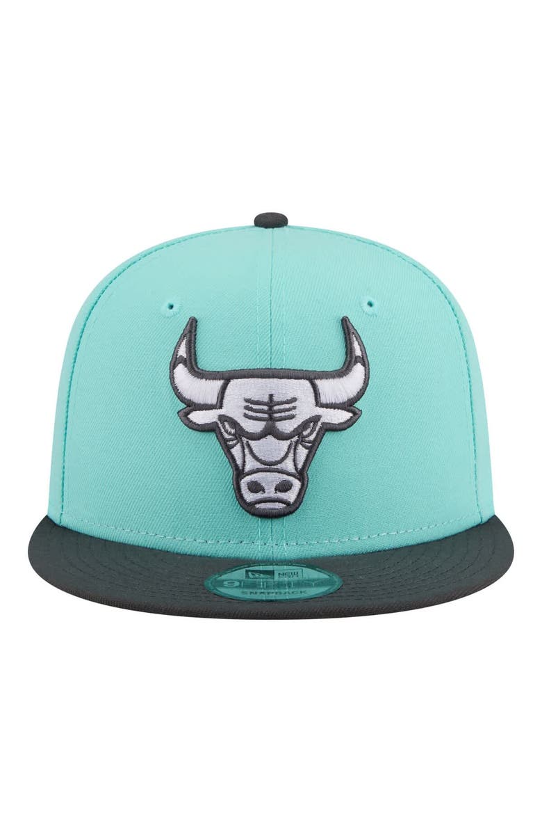 New Era Men's New Era Turquoise/Charcoal Chicago Bulls Color Pack Two-Tone 9FIFTY Snapback Hat, Alternate, color, Turquoise