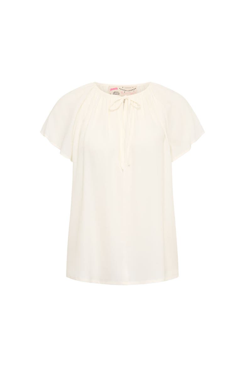 Silk Blend Cap Sleeve Blouse, Main, color, Ecru