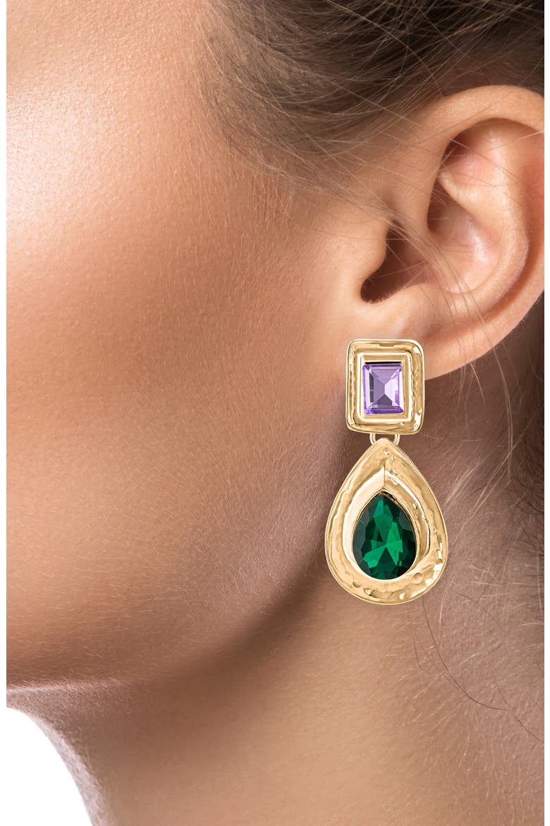 Crystal Teardrop Earrings (Nordstrom Exclusive), Alternate, color, MULTI/ GOLD
