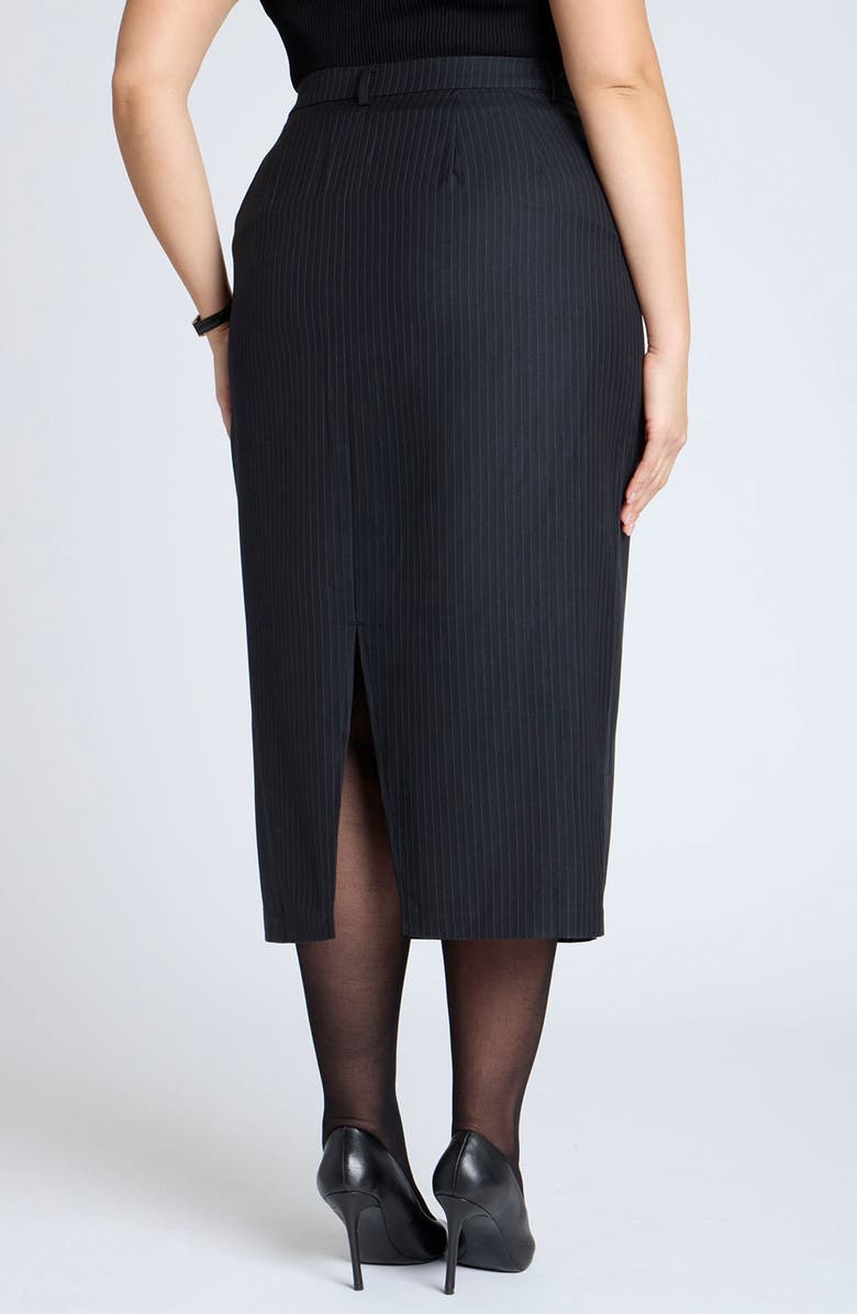 ELOQUII Pinstripe Colum Midi Skirt, Alternate, color, 