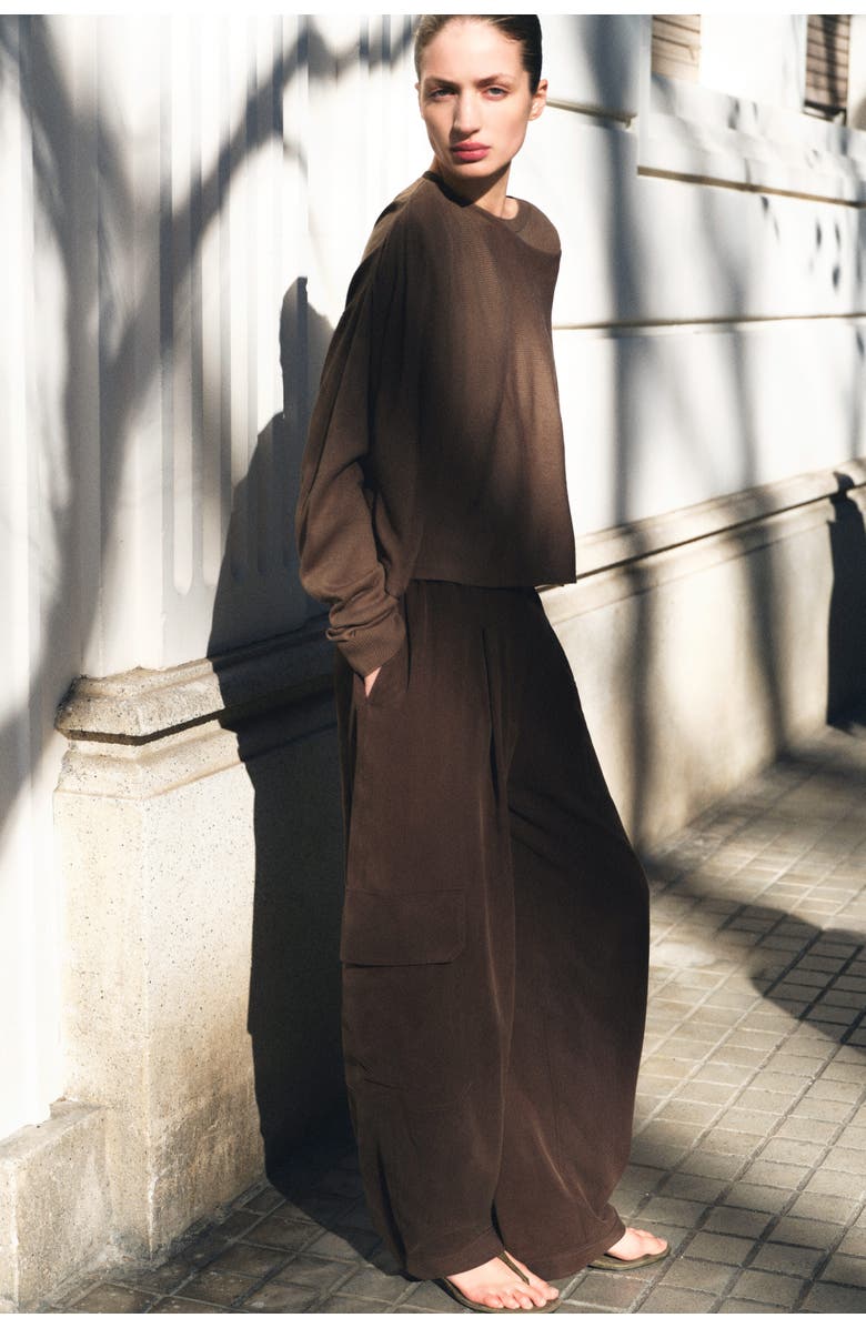 H&M Lyocell-blend Cargo Trousers, Alternate, color, Dark Brown