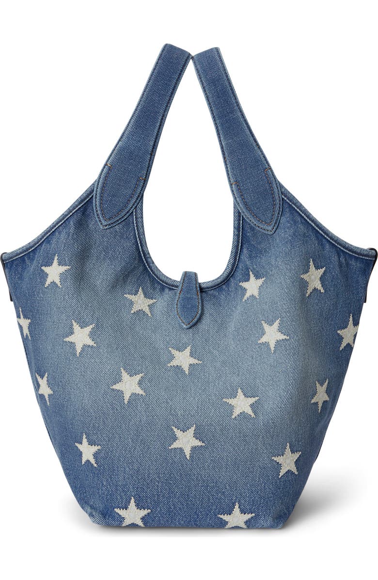 Polo Ralph Lauren Medium Star Print Denim Tote, Alternate, color, Christy Wash