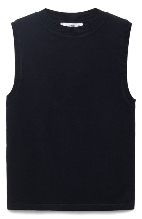 Mango Mock Neck Sweater Tank In Blue
